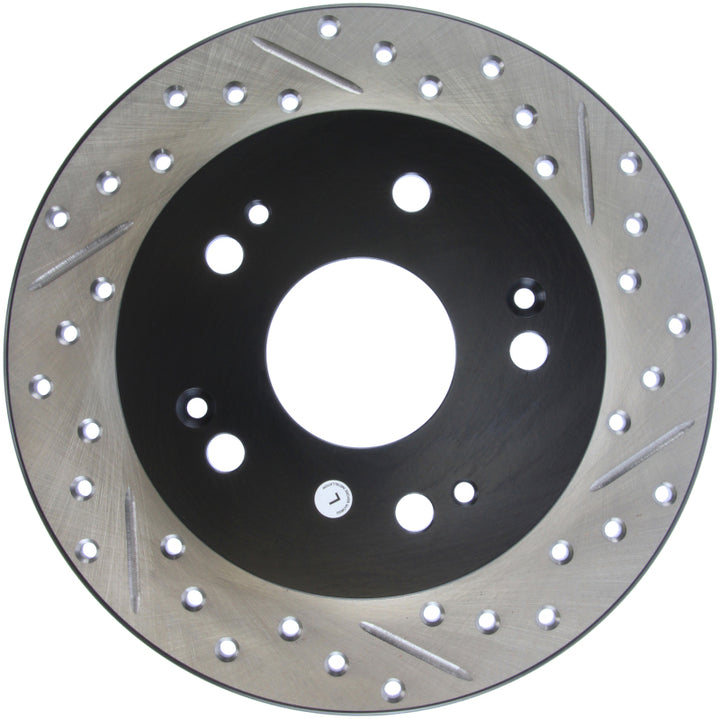 StopTech 06-09 Honda Civic Ex/Si Slotted & Drilled Left Rear Rotor - Bull Strap