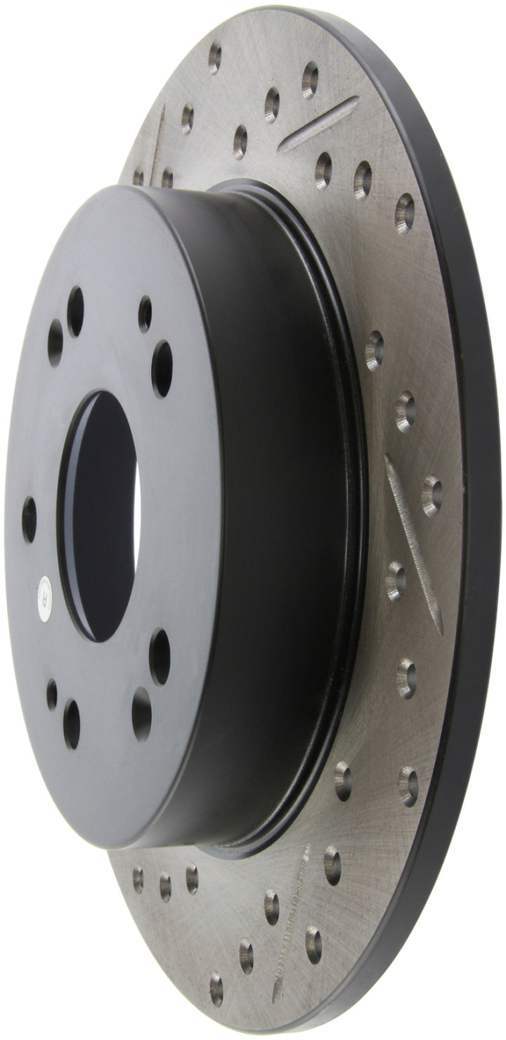 StopTech 06-09 Honda Civic Ex/Si Slotted & Drilled Right Rear Rotor - Bull Strap