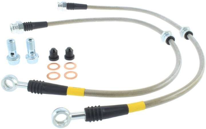 StopTech 06-12 Mitsubishi Eclipse Stainless Steel Front Brake Lines - Bull Strap