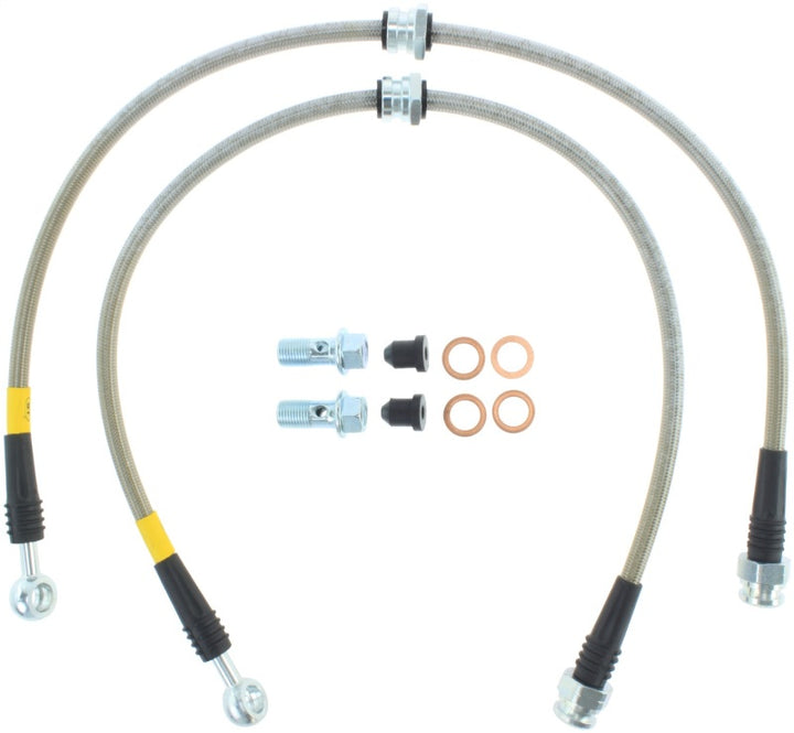 StopTech 06-12 Mitsubishi Eclipse Stainless Steel Front Brake Lines - Bull Strap