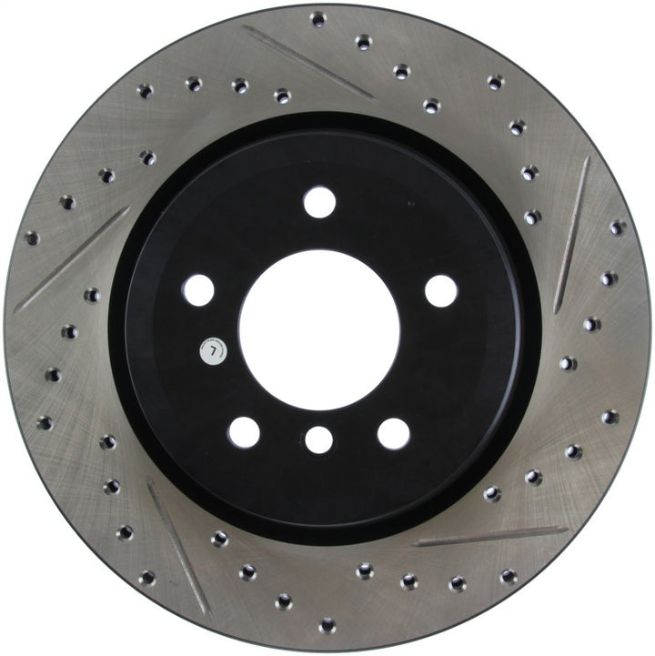 StopTech 06 BMW 330 / 07-09 BMW 335 Slotted & Drilled Left Rear Rotor - Bull Strap