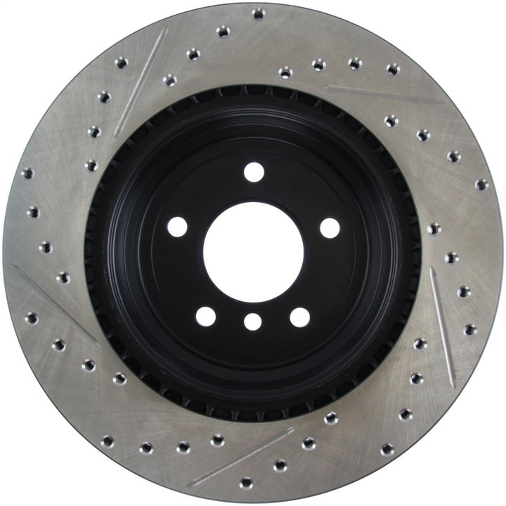 StopTech 06 BMW 330 / 07-09 BMW 335 Slotted & Drilled Left Rear Rotor - Bull Strap