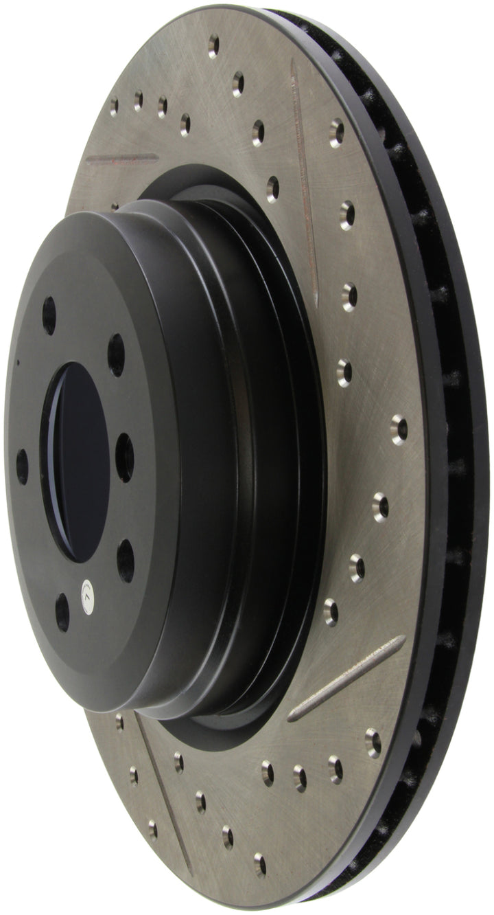 StopTech 06 BMW 330 / 07-09 BMW 335 Slotted & Drilled Left Rear Rotor - Bull Strap
