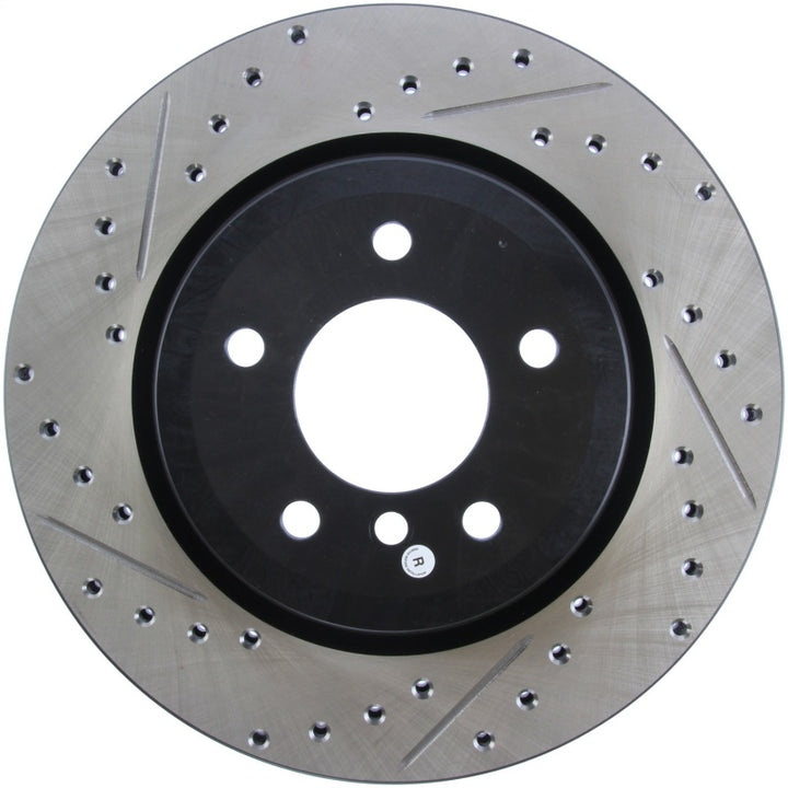 StopTech 06 BMW 330 / 07-09 BMW 335 Slotted & Drilled Right Rear Rotor - Bull Strap