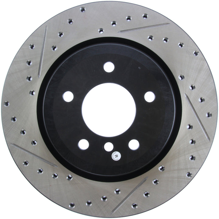 StopTech 06 BMW 330 / 07-09 BMW 335 Slotted & Drilled Right Rear Rotor - Bull Strap