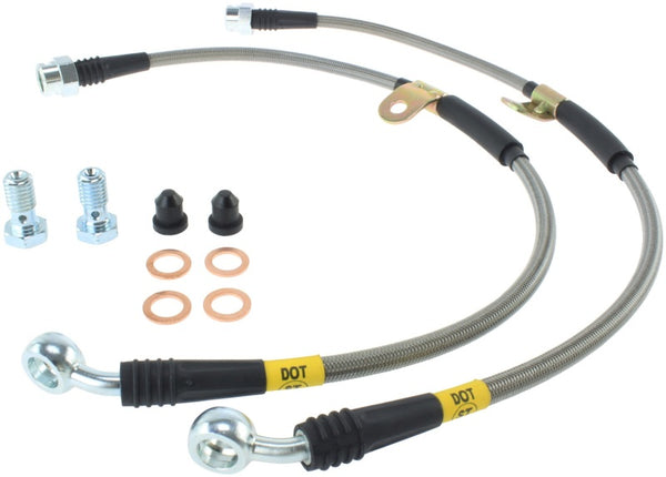 StopTech 07-08 Cadillac Escalade Stainless Steel Front Brake Lines - Bull Strap