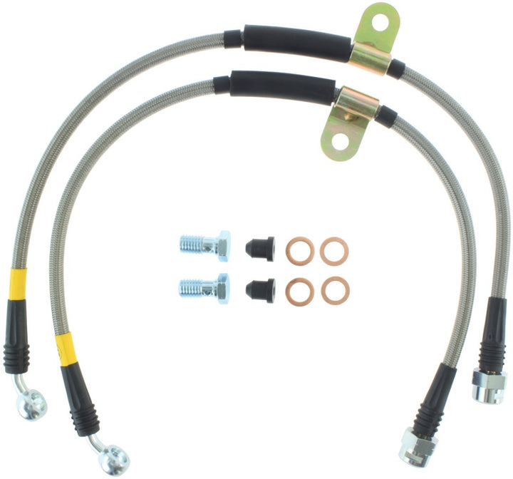 StopTech 07-08 Cadillac Escalade Stainless Steel Front Brake Lines - Bull Strap