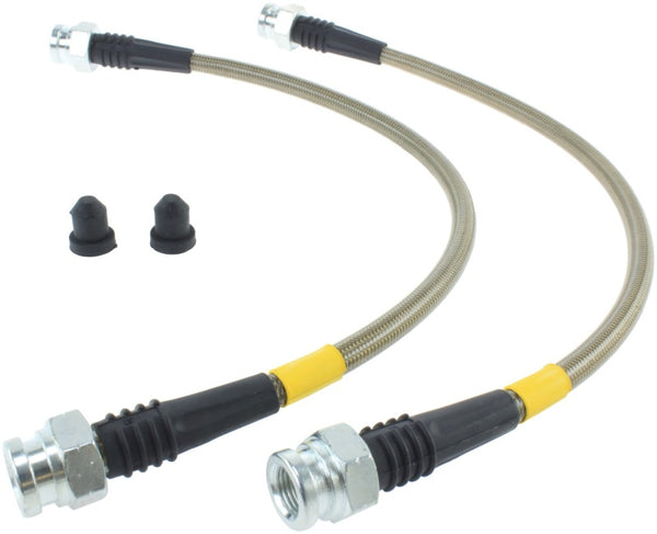 StopTech 07-08 Honda Fit Stainless Steel Rear Brake Lines - Bull Strap