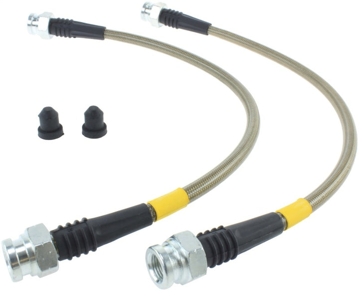 StopTech 07-08 Honda Fit Stainless Steel Rear Brake Lines - Bull Strap
