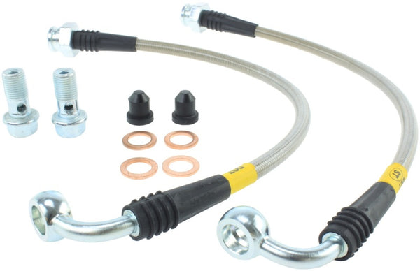 StopTech 07-08 Infiniti G35 Rear Stainless Steel Brake Lines - Bull Strap