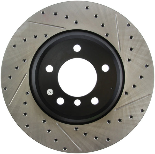 StopTech 07-09 BMW 335 (E90/E92/E93) Slotted & Drilled Left Front Rotor - Bull Strap