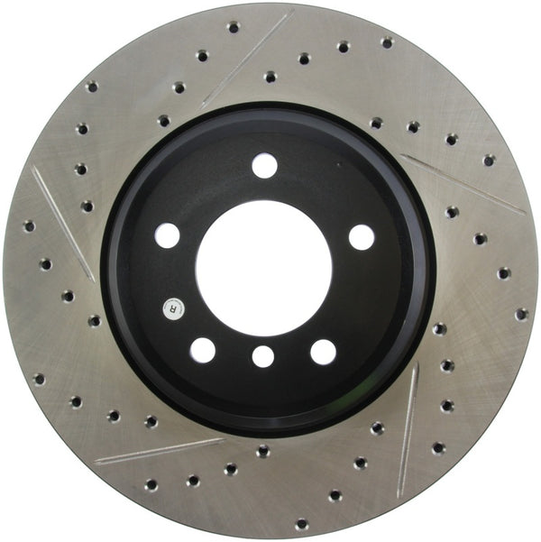 StopTech 07-09 BMW 335 (E90/E92/E93) Slotted & Drilled Right Front Rotor - Bull Strap