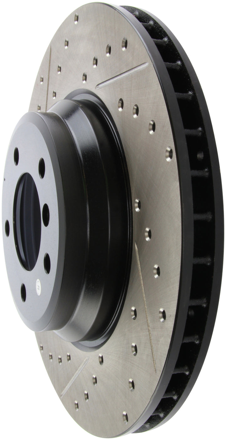 StopTech 07-09 BMW 335 (E90/E92/E93) Slotted & Drilled Right Front Rotor - Bull Strap