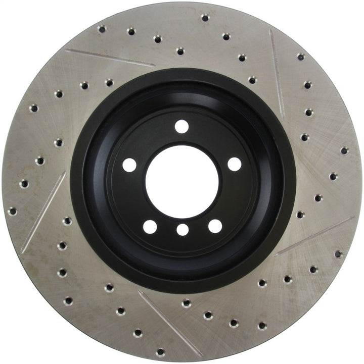 StopTech 07-09 BMW 335 (E90/E92/E93) Slotted & Drilled Right Front Rotor - Bull Strap