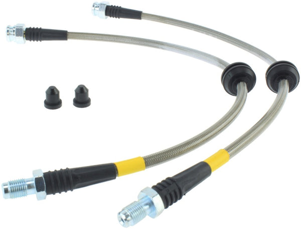 StopTech 07-09 Mazdaspeed3 / 04-07 Mazda 3 Stainless Steel Rear Brake Lines - Bull Strap
