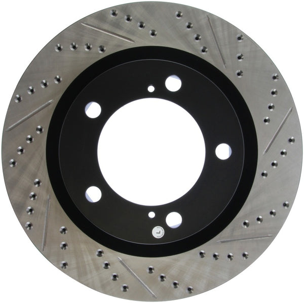 StopTech 07-09 Toyota Tundra / 08-09 Toyota Sequoia Front Left Slotted & Drilled Rotor - Bull Strap