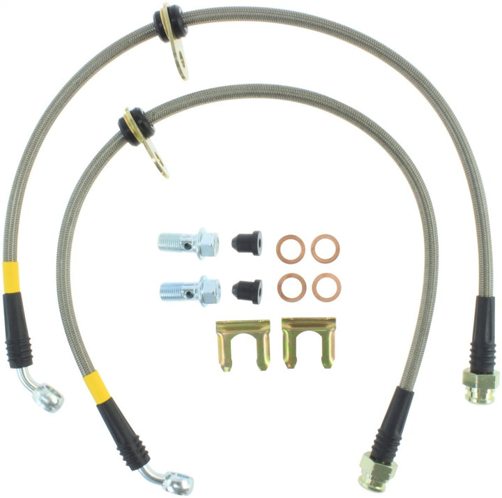 StopTech 08-09 WRX Stainless Steel Rear Brake Lines - Bull Strap