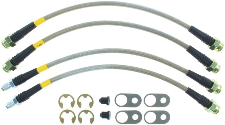 StopTech 08-10 Mitsubishi Lancer Ralliart Stainless Steel Rear Brake Lines - Bull Strap