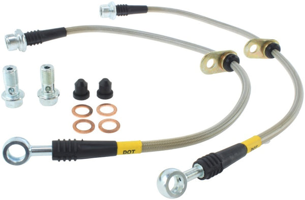 StopTech 08-10 Toyota Land Cruiser Front Stainless Steel Brake Line Kit - Bull Strap