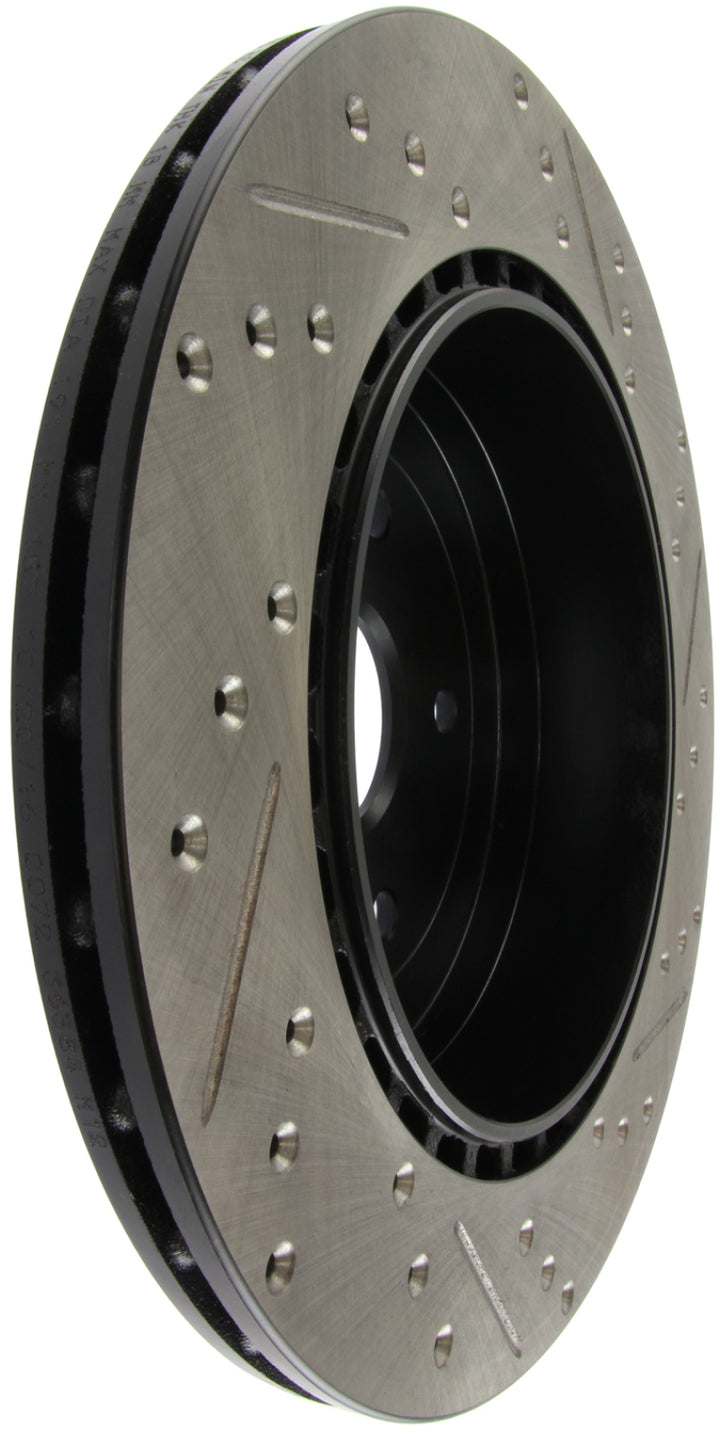 StopTech 08+ Subaru STI (Will Not Fit 05-07) Slotted & Drilled Sport Brake Rotor - Bull Strap