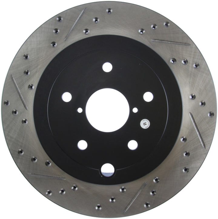 StopTech 08+ Subaru STI (Will Not Fit 05-07) Slotted & Drilled Sport Brake Rotor - Bull Strap