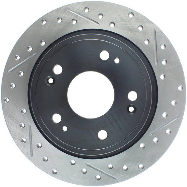 StopTech 09-10 Acura TSX / 08-10 Honda Accord Coupe/05-10 Sedan Left Rear Slotted & Drilled Rotor - Bull Strap