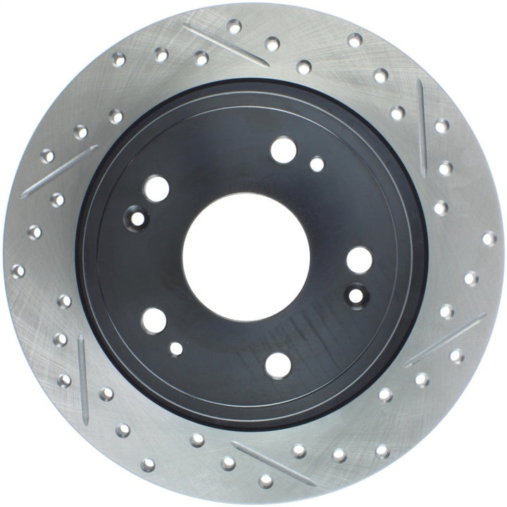 StopTech 09-10 Acura TSX / 08-10 Honda Accord Coupe/05-10 Sedan Left Rear Slotted & Drilled Rotor - Bull Strap