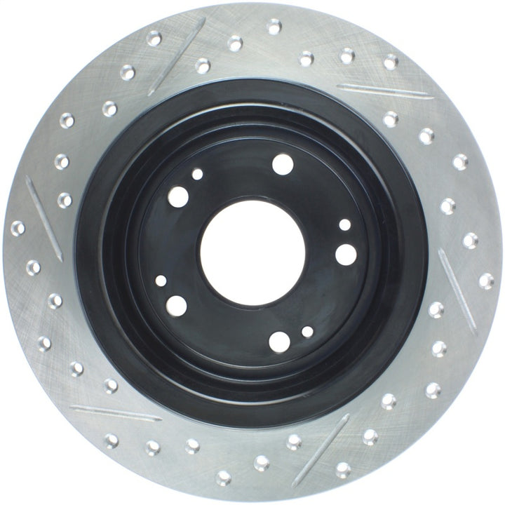 StopTech 09-10 Acura TSX / 08-10 Honda Accord Coupe/05-10 Sedan Left Rear Slotted & Drilled Rotor - Bull Strap