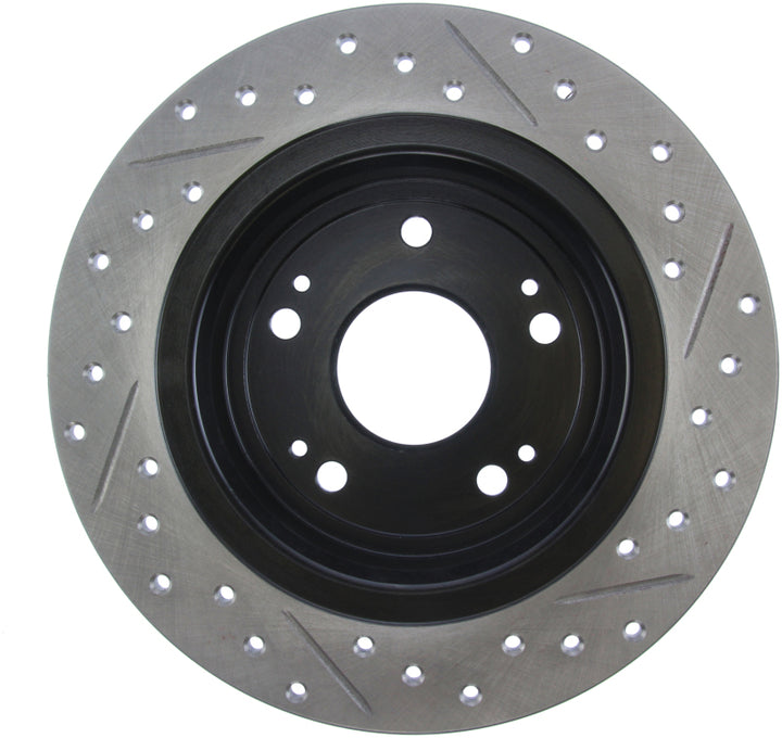 StopTech 09-10 Acura TSX / 08-10 Honda Accord Coupe/05-10 Sedan Right Rear Slotted & Drilled Rotor - Bull Strap
