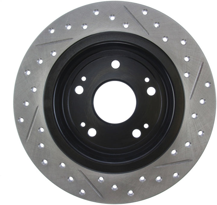 StopTech 09-10 Acura TSX / 08-10 Honda Accord Coupe/05-10 Sedan Right Rear Slotted & Drilled Rotor - Bull Strap