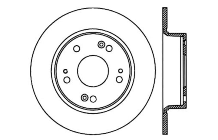StopTech 09-10 Acura TSX / 08-10 Honda Accord Coupe/05-10 Sedan Right Rear Slotted & Drilled Rotor - Bull Strap