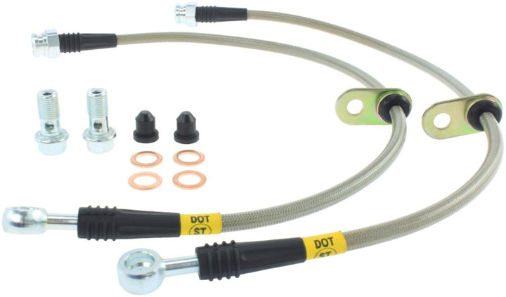 StopTech 09 Acura TSX / 08 Honda EX/EX-L / 09 Accord Coupe & Sedan Stainless Steel Front Brake Lines - Bull Strap