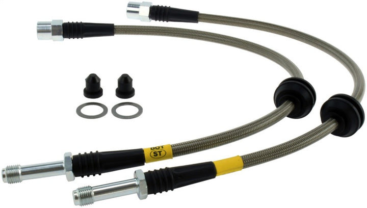 StopTech 09 Audi A4 Sedan / 08-10 A5-S5 Rear Stainless Steel Brake Line Kit - Bull Strap