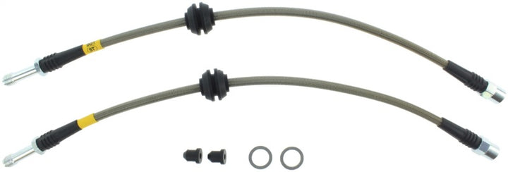 StopTech 09 Audi A4 Sedan / 08-10 A5-S5 Rear Stainless Steel Brake Line Kit - Bull Strap