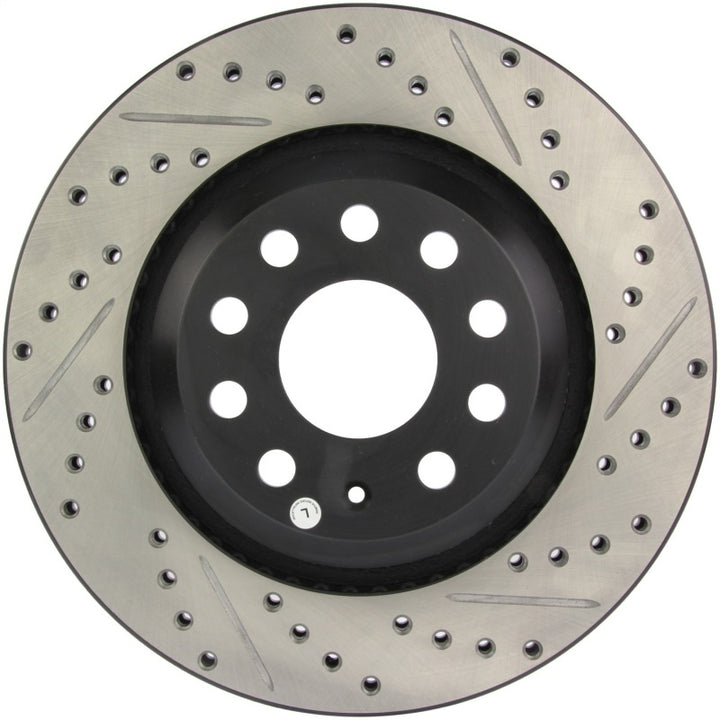 StopTech 09 VW Passat CC / 06-09 Passat Slotted & Drilled Left Rear Rotor - Bull Strap