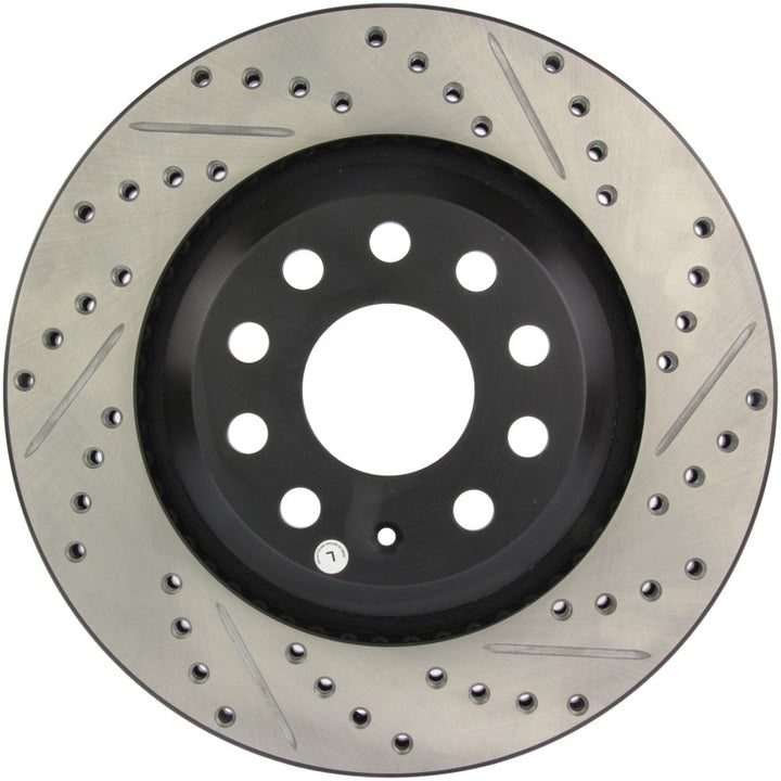 StopTech 09 VW Passat CC / 06-09 Passat Slotted & Drilled Left Rear Rotor - Bull Strap