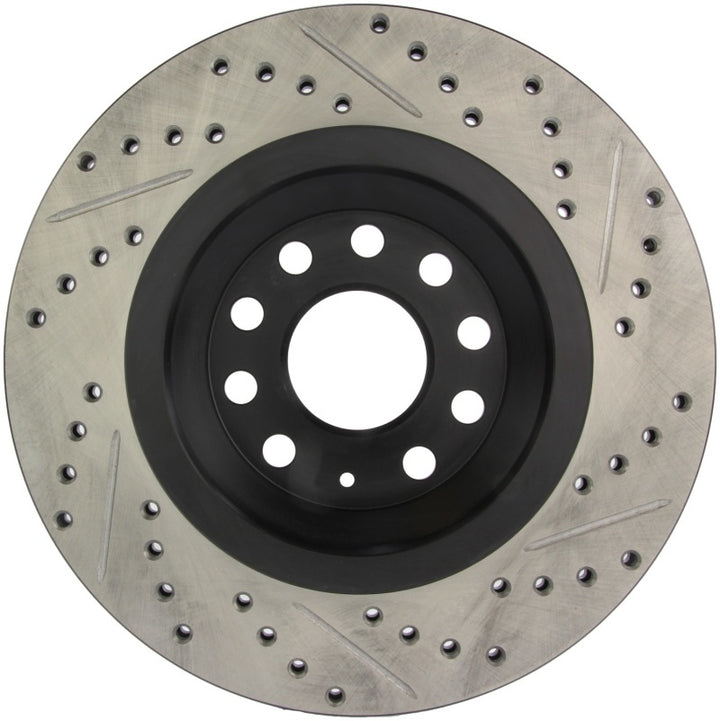 StopTech 09 VW Passat CC / 06-09 Passat Slotted & Drilled Right Rear Rotor - Bull Strap