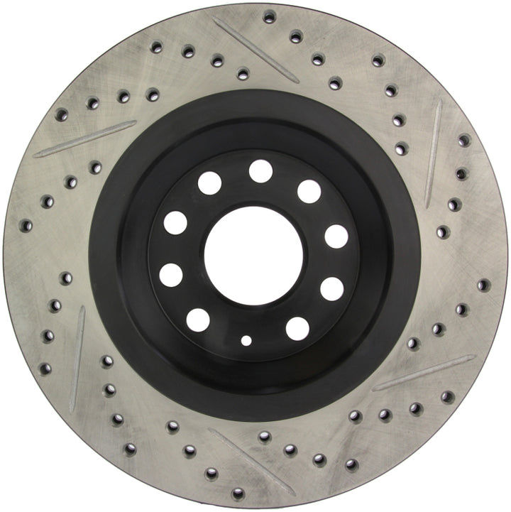 StopTech 09 VW Passat CC / 06-09 Passat Slotted & Drilled Right Rear Rotor - Bull Strap