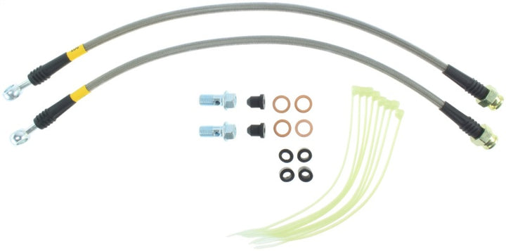 StopTech 11-14 Jeep Grand Cherokee (all) Stainless Steel Front Brake Lines - Bull Strap