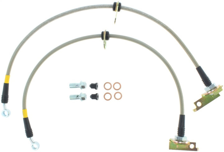 StopTech 11-15 Honda CR-Z / 09-14 Honda Fit Stainless Steel Front Brake Lines - Bull Strap
