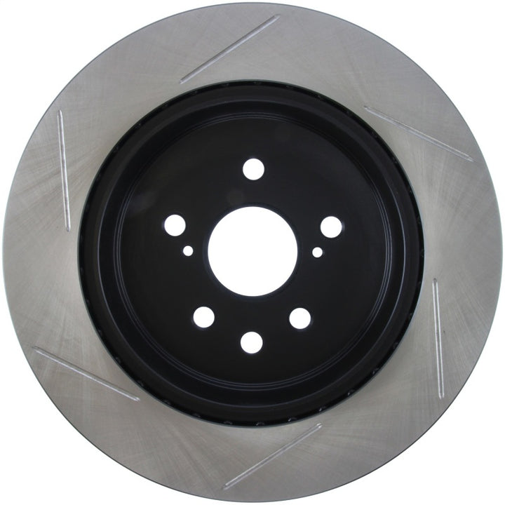 StopTech 13-14 Lexus GS300/350/400/430 Slotted Sport Rear Left Brake Rotor - Bull Strap