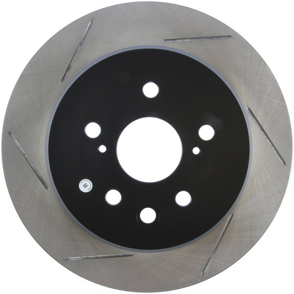 StopTech 13-14 Lexus GS300/350/400/430 Slotted Sport Rear Right Brake Rotor - Bull Strap