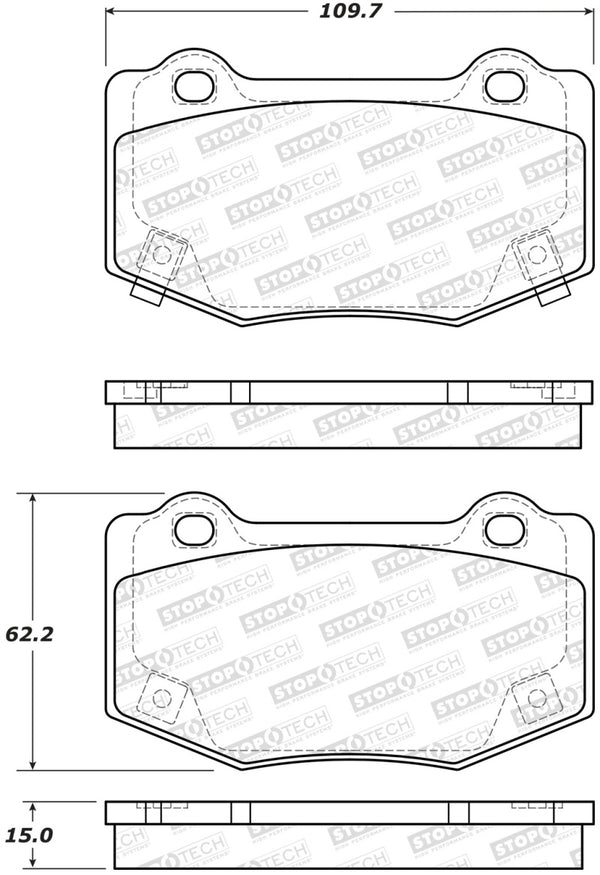 StopTech 14-18 Chevy Corvette Sport Performance Rear Brake Pads - Bull Strap