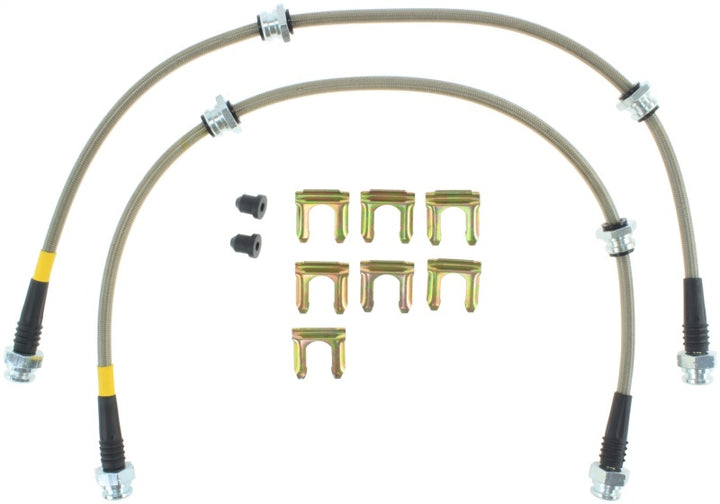 StopTech 2/89-96 Nissan 300ZX / 6/89-96 300ZX Turbo Stainless Steel Front Brake Lines - Bull Strap