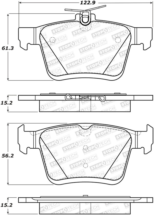 StopTech 2014 Acura TSX Sport Performance Rear Brake Pads - Bull Strap
