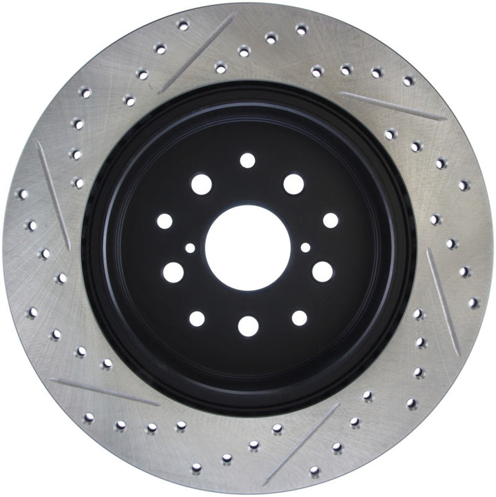 StopTech 5/93-98 Toyota Supra Left Rear Slotted & Drilled Rotor - Bull Strap