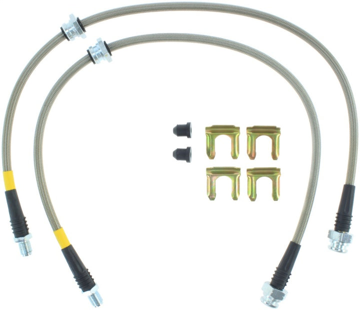 StopTech 89-98 Nissan 240SX (5 Lug w/ 300ZX Upgrade) Front Stainless Steel Brake Lines - Bull Strap