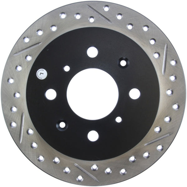 StopTech 90-96 Acura Integra / 97-01 Integra (Exc. Type R) Slotted & Drilled Left Rear Rotor - Bull Strap