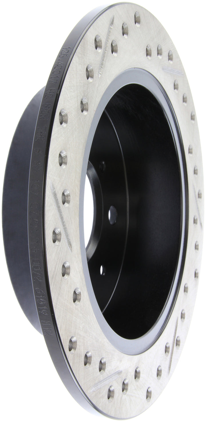 StopTech 90-96 Acura Integra / 97-01 Integra (Exc. Type R) Slotted & Drilled Left Rear Rotor - Bull Strap