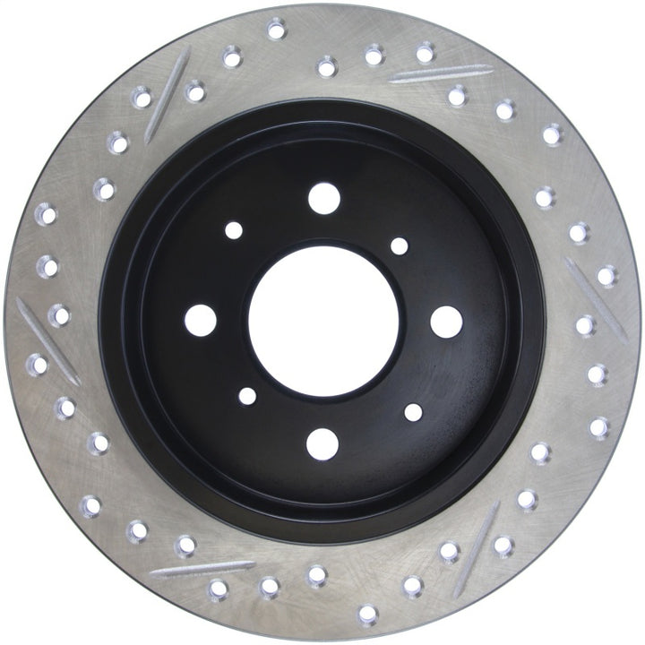 StopTech 90-96 Acura Integra / 97-01 Integra (Exc. Type R) Slotted & Drilled Left Rear Rotor - Bull Strap